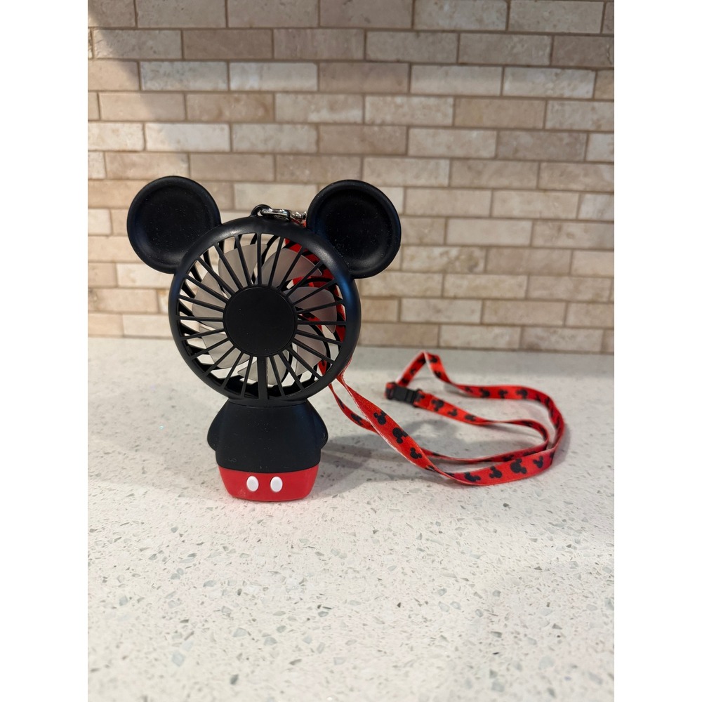 Disney Mickey Mouse Mini Handheld Rechargeable Fan Black Red Yellow